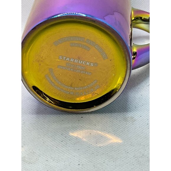 2022 Holiday Starbucks 16 Oz Iridescent Rainbow Ceramic Mug - Picture 6 of 8
